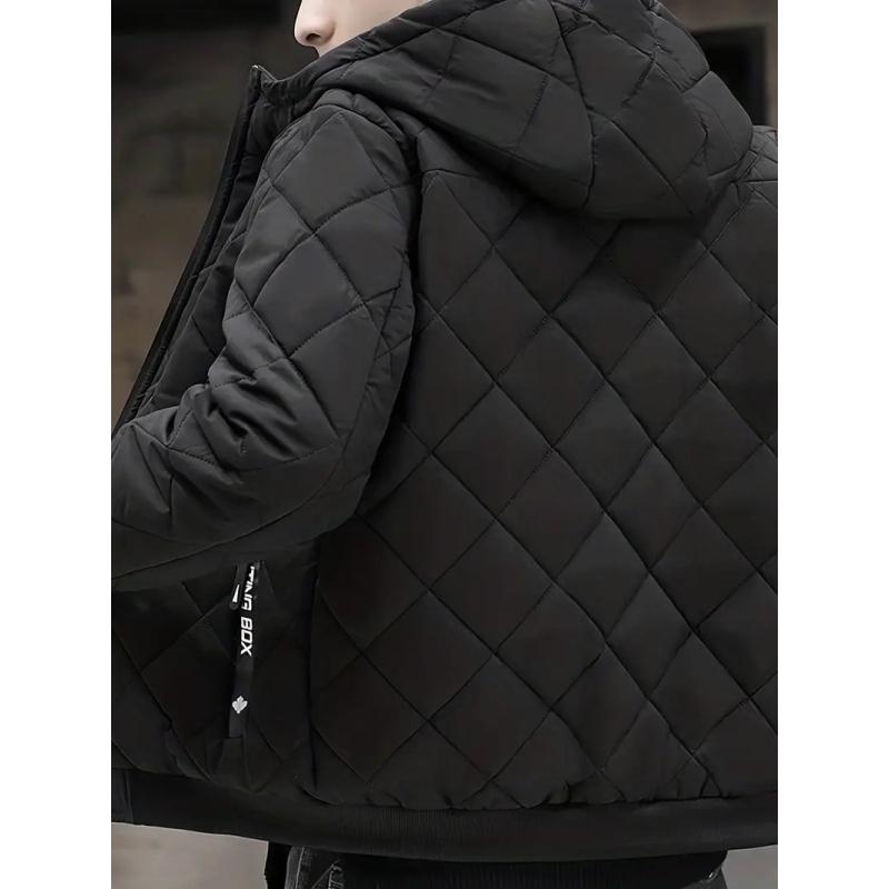 Warme Winter-Kapuzenjacke aus Plüsch, lässige Steppjacke für Herren mit Reißverschluss für Herbst und Winter im Freien