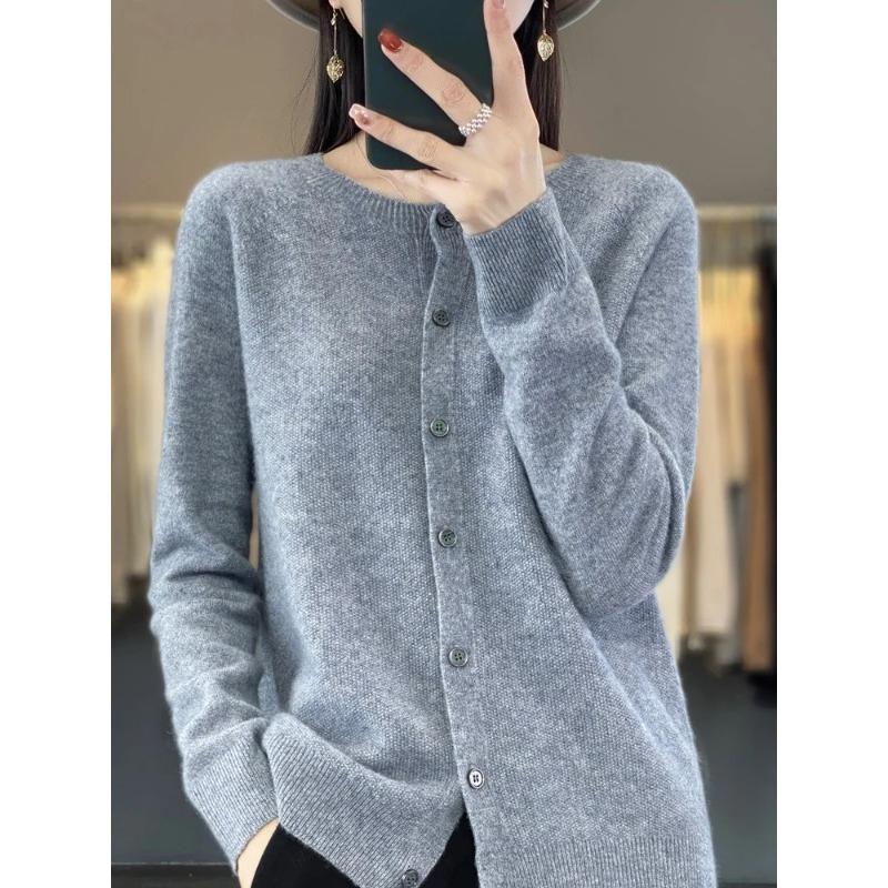 Fashion Women Cardigans Cashmere Sweater Autumn Winter O-neck Long Sleeve Knitwear Female Basic Clothing Tops