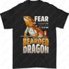 Fear The Bearded Dragon Mens TShirt  Retro Reptile Graphic Streetwear Cotton Tee Humorous Animal Print Casual Top