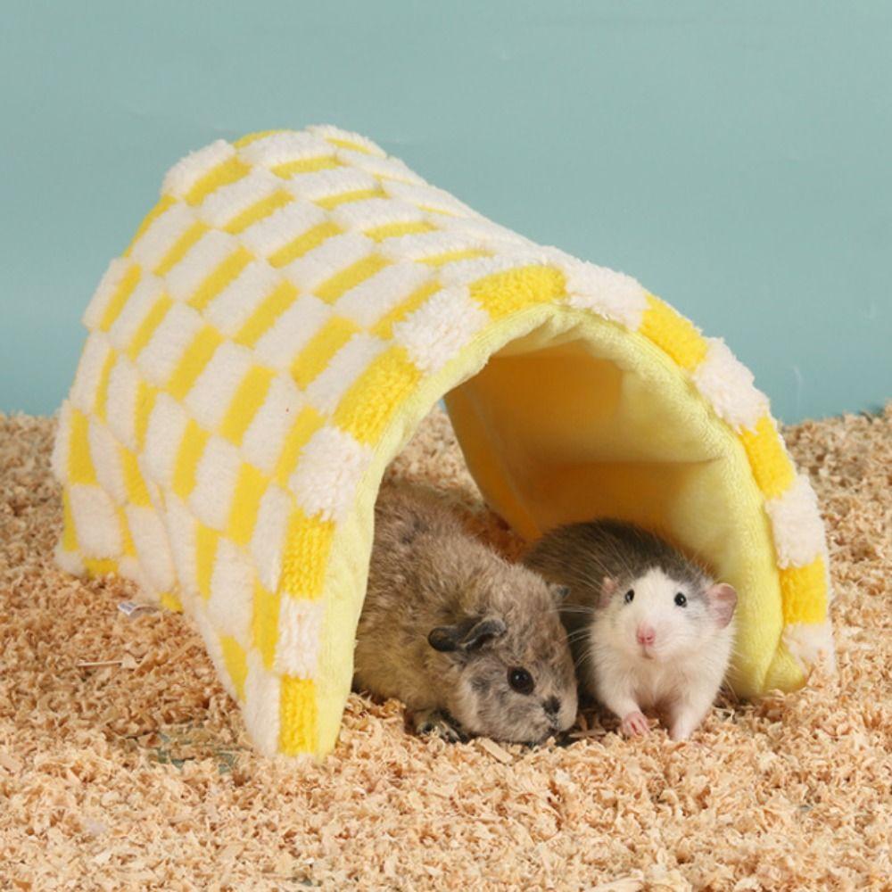 Plush Warm Guinea Pig Tunnel Pad Windproof Soft Hamster Cotton Mat Foldable Hamster Rest Shelter Pet Habitat