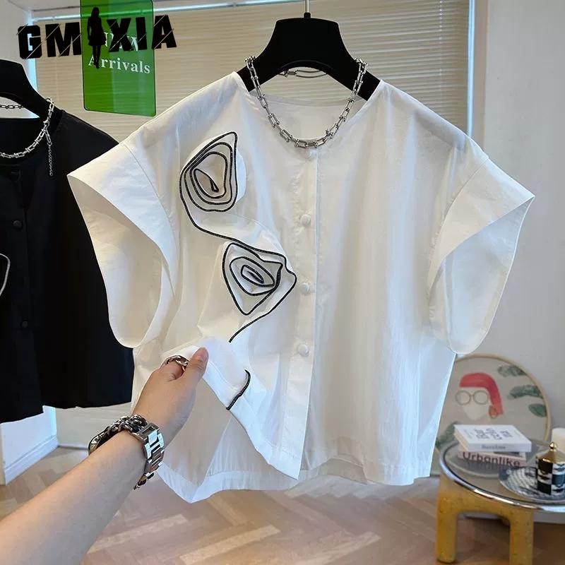 

GMXIA Женские модные повседневные однотонные рубашки-поло с короткими рукавами и принтом, блузки и рубашки XXL зелёный