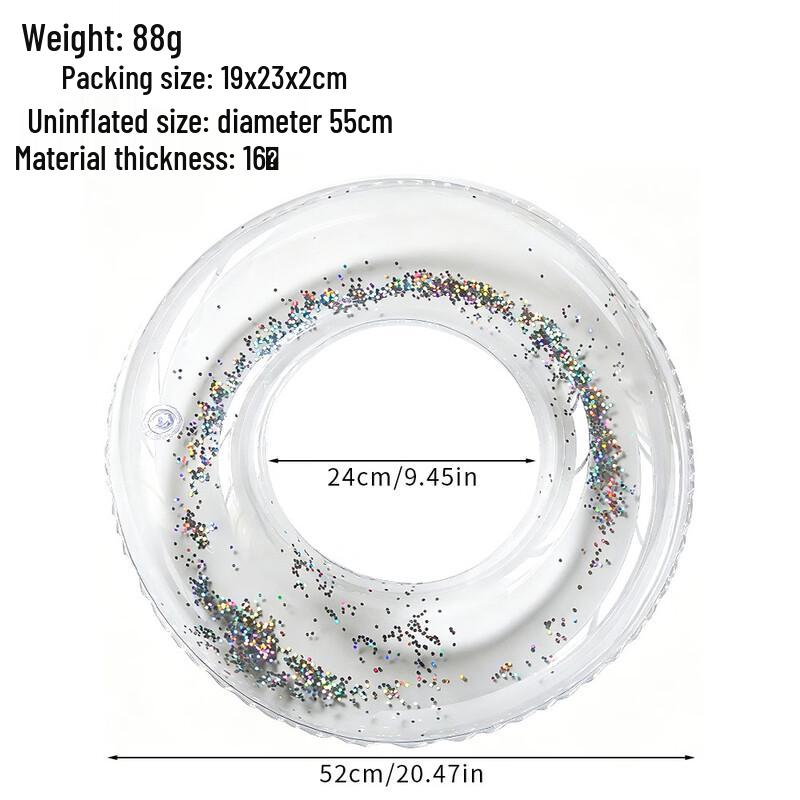 Adult PVC Transparent Sequin Inflatable Swim Ring