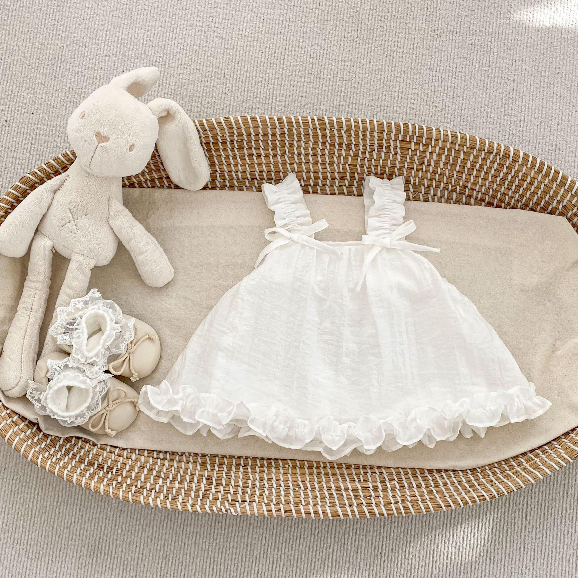 Girls Summer Sleeveless Doll Top with Bow Strap and Lace Trim Princess 73