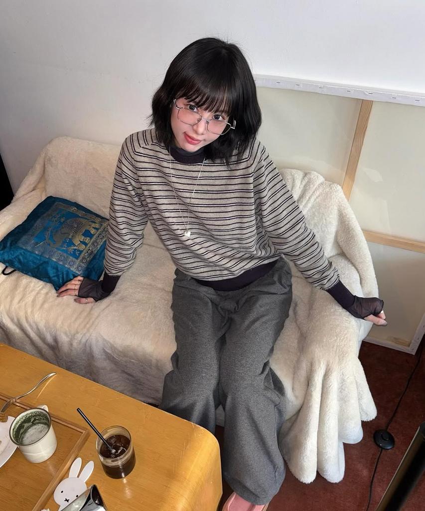 AHWE Cashmere Wool Blend Striped Knit_Violet