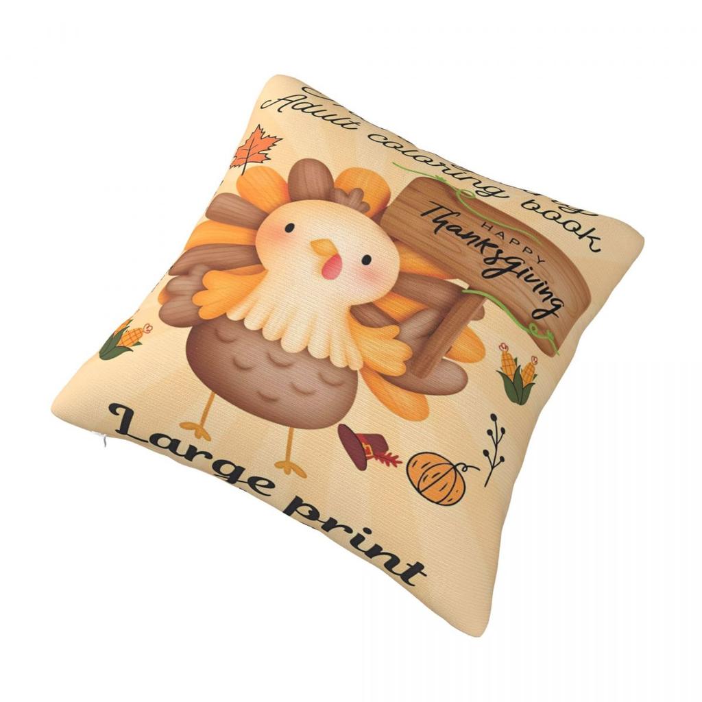 Thanksgiving Day Turkey Pillow Cushion Cover Square Design Pillow Cover Cute Funny Pillowcases For Office Car Home Decorative
