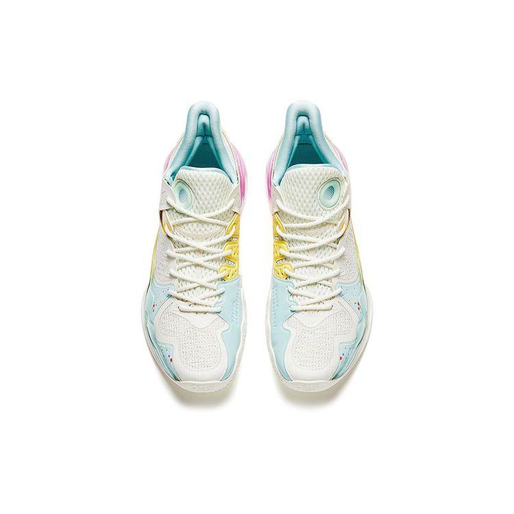 Anta Crazy Tide 4 Cupcake Shock Absorption Non-Slip Wear-Resistant Mid-Top Basketball Shoes Men Basketball Shoes Yellow Pink 112321106S-1