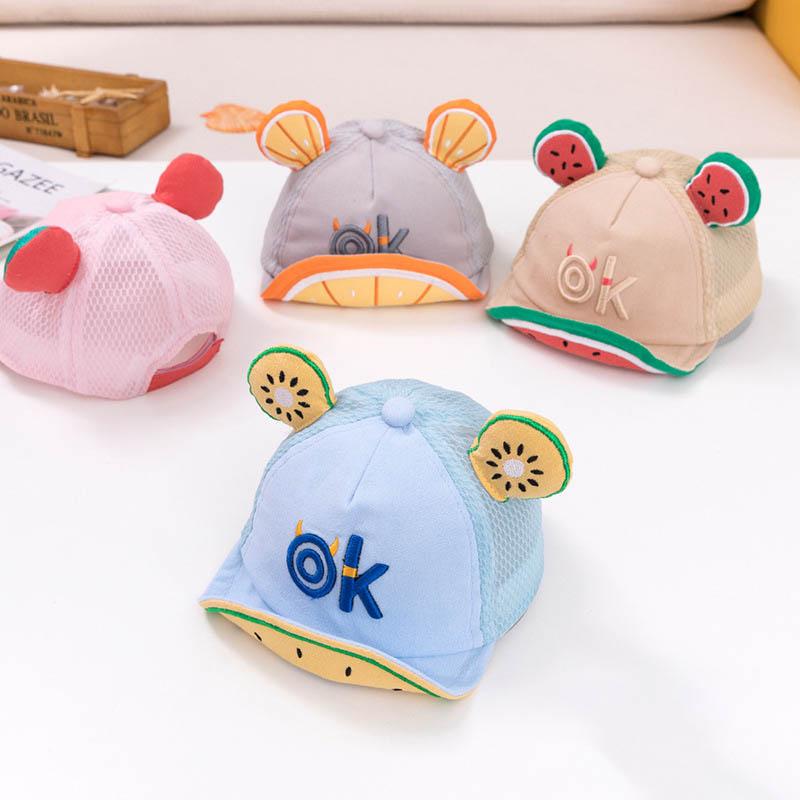 

Подарок для ребенка, 1 шт., сетка/половина сетки, вышитые фруктовые узоры, детские товары, хлопковая кепка для мальчиков и девочек, весенне-осенняя детская бейсболка