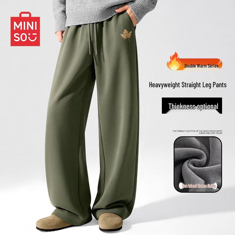 MINISO Men s Winter Fleece-Lined Thermal Sweatpants XL