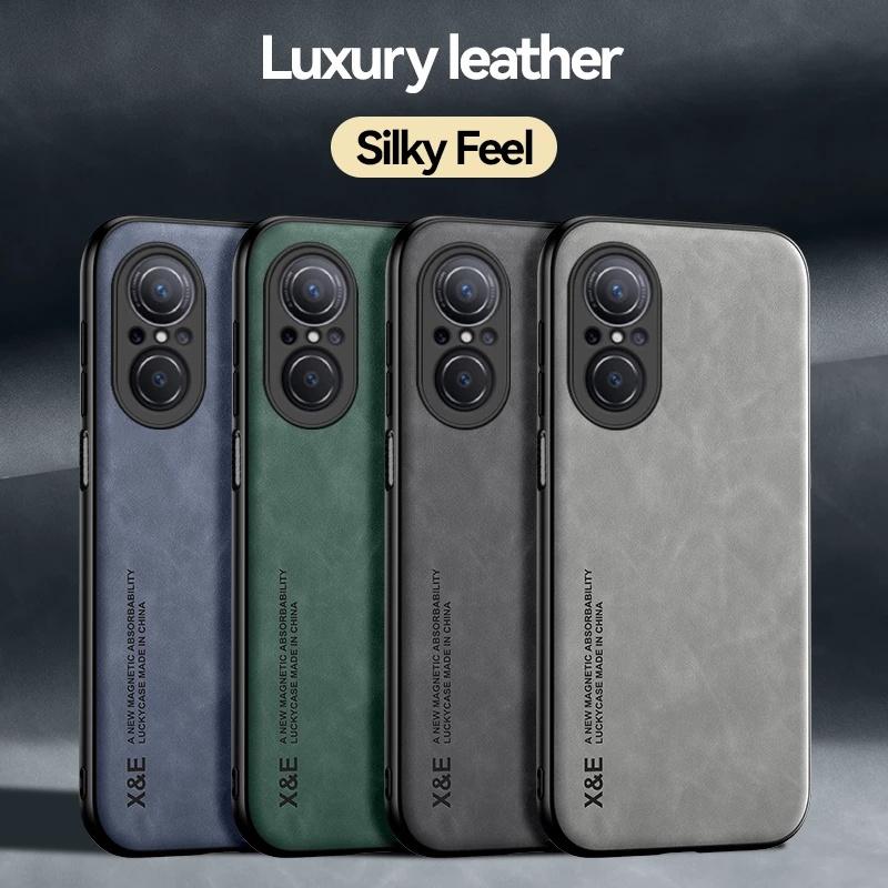 For Huawei Nova 9 9SE Case Leather Texture Car Magnetic Holder Case For Hauwei Hauwey Huawie Nova9 Nova9SE Back Cover