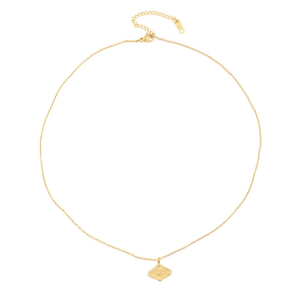 GEMCHIC Women s Minimalist Stainless Steel Pendant Necklace with Geometric Sun Moon Diamond Charm