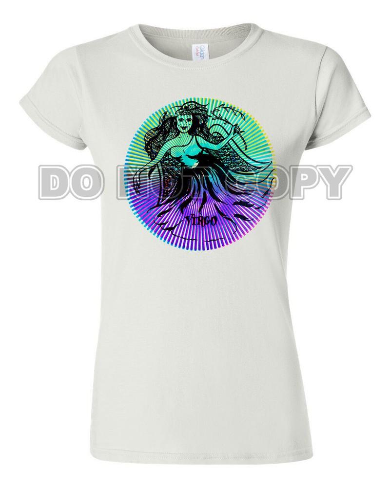 

Retro 70 s Style Tee T Shirt Zodiac Virgo Psychedelic Art Women s 4XL