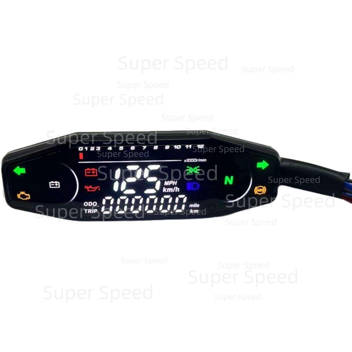 Universal 12V Motorcycle Digital Speedometer Odometer Motorcycle LCD Odometer Speed Meter Gauge For 1 2 4 Cylinder KR200