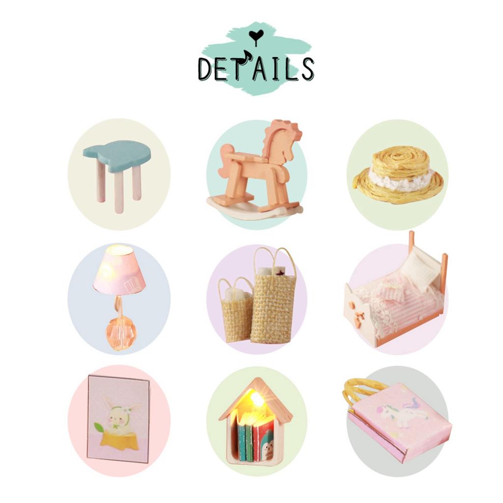 Wooden Dollhouse Kit Miniature Handicraft Doll House Assembly Model Parts Children Gift
