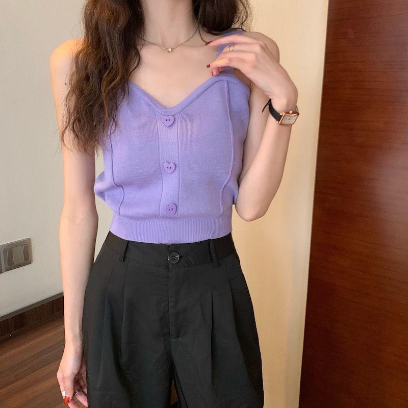 Knit Camisole with Hollow Design – Versatile Sleeveless Top for Women