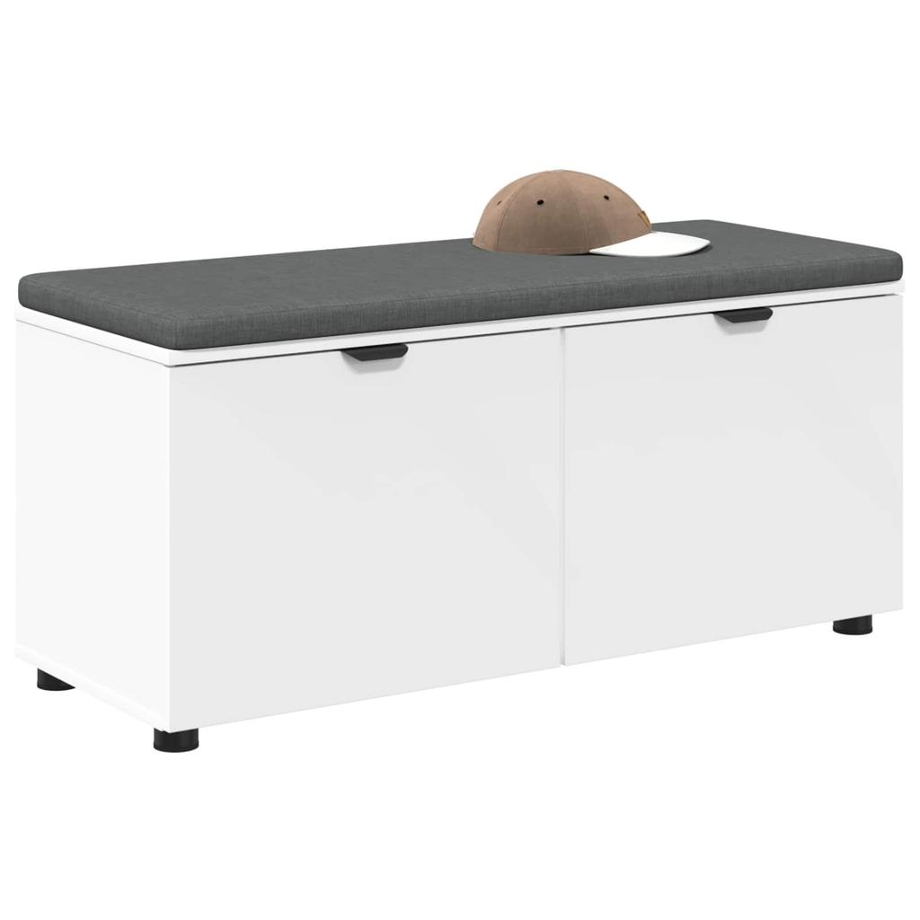 Hallway Bench with Cushion Shelf and Door White 100 X 38 X 46 Cm