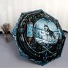 Winter Wolf Portal pattern umbrella, portable and foldable design, 8 ribs, a casual accessory for Halloween, Christmas, and birthday gifts.