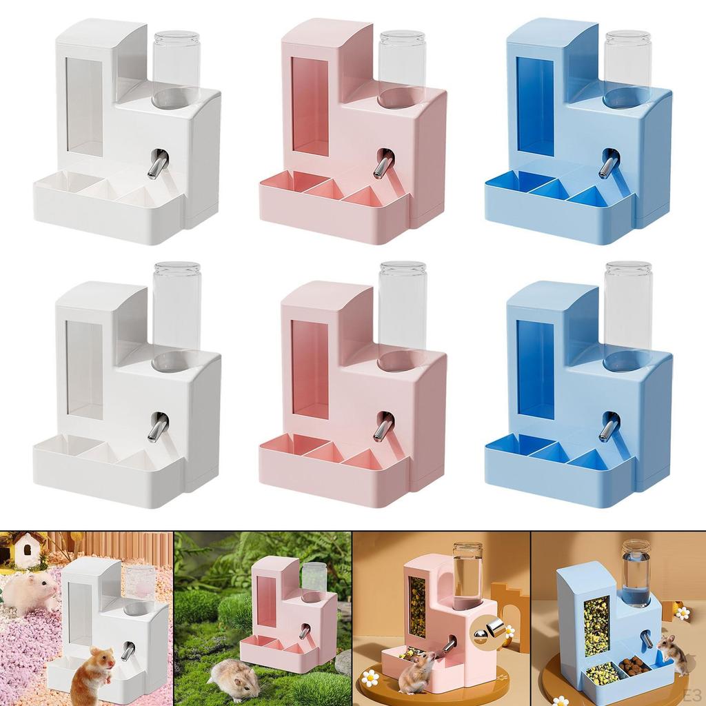 3 In 1 Hamster Automatic Feeder Container Accessories Bowl Feeding Station Dispenser for Ferrets