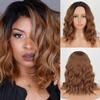 Kurze blonde gewellte Bob-Perücke, 35,6 cm, für Damen, schwarze Ombre-Perücke aus synthetischen hitzebeständigen Fasern für den täglichen Gebrauch