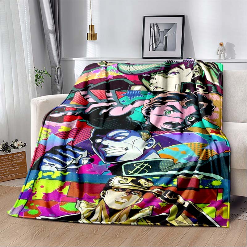 3D Cartoon Anime J-JoJo's Bizarre Adventure Bedruckte Decke Haus Sofa Bettbezug Wohnzimmer Schlafzimmer Dekoration Warme Weiche Decke