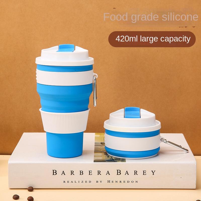 Outdoor Activity Foldable Lightweight to Carry Silicone Coffee Cup Drop-Resistant Food Grade Environmental Protection Drink Cup Lidded Silicone Wat