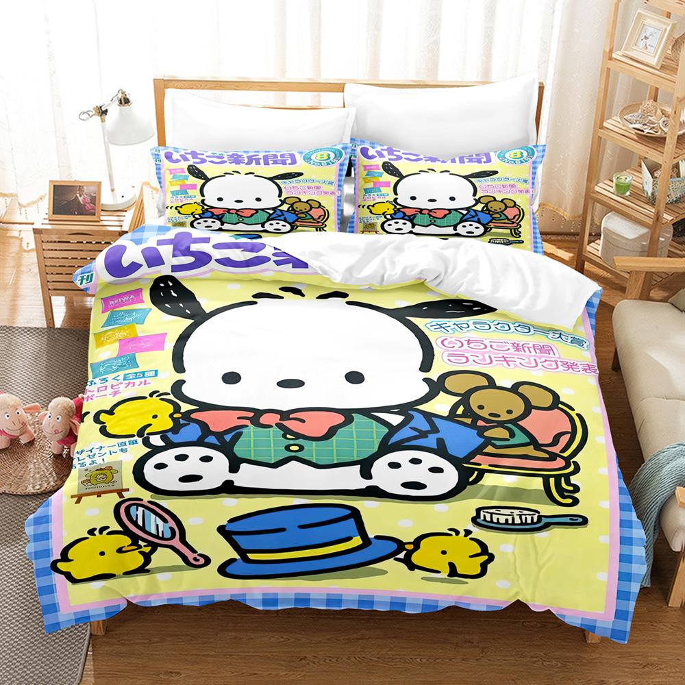 Sanrio Pom Pom Purin Cinnamoroll Bettwäschesets Bettdecke Steppdecke Bettbezug Bettbezug Kissenbezug 2-3-teilige Sets Kinder Erwachsenengröße