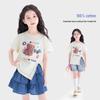 Girl's 100% Cotton Cartoon Short Sleeve T-Shirt