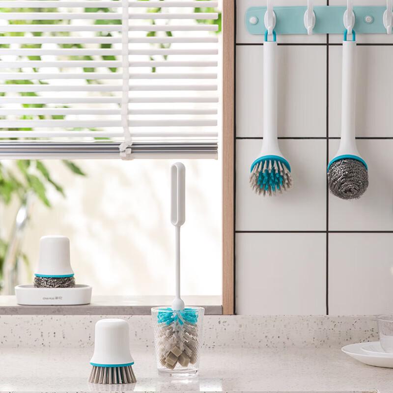 Chahua Jiejing Non-Scratch Replaceable Head Long Handle Pot Brush (2-pack)