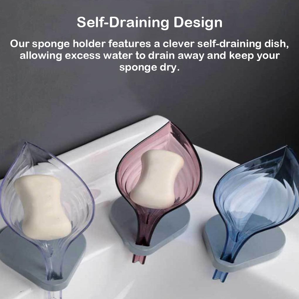 Office Sponge Holder with Sucker Nail-free Puncture-free Suction Cup Self-draining Dish Shower Sink Sponges Tray Organizer