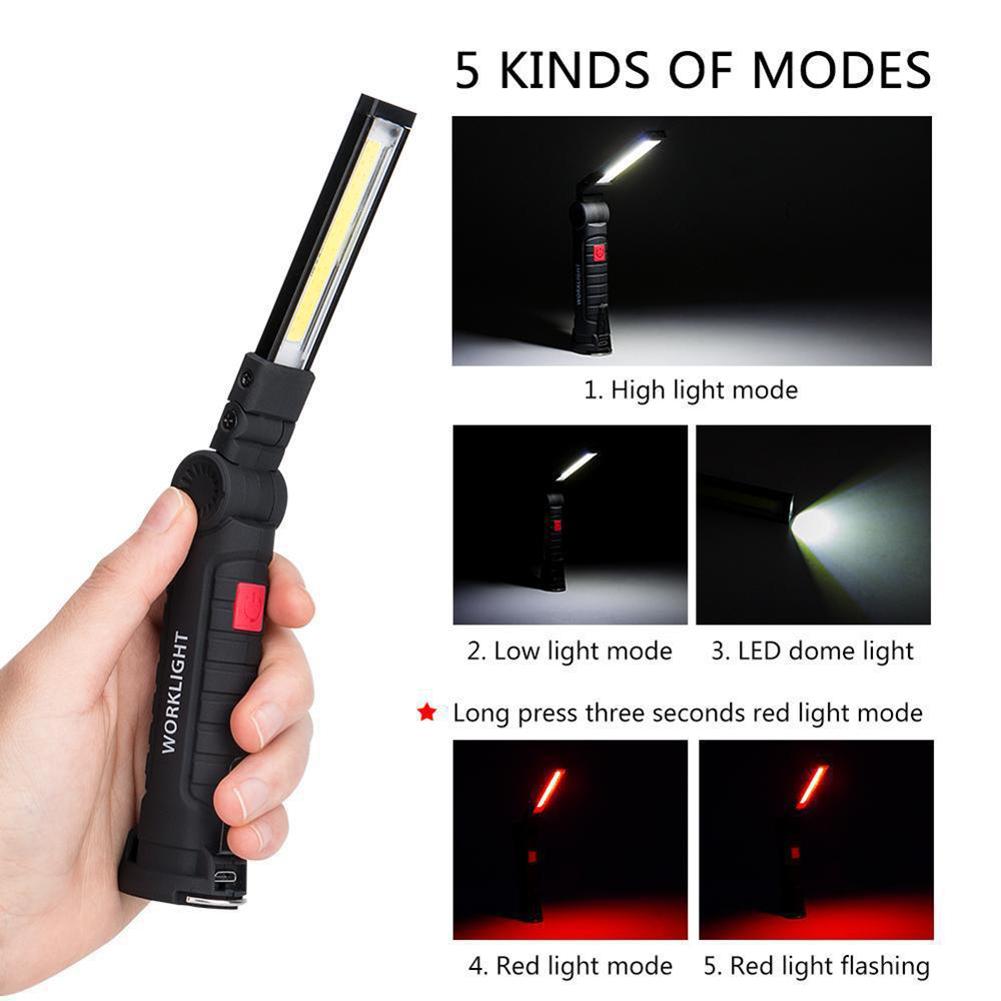 Multifunctional Folding Work Light Portable Camping Light USB Rechargeable Flashlight With Built-in Battery Magnetic Lamp