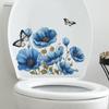 Aquarell Blaue Blume Mohn Toilette mit Badezimmer Badezimmer Wandsticker