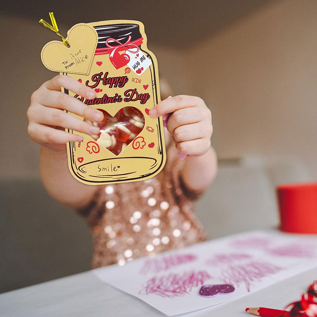 Valentine's Day Candy Cards With Drifting Bottle Shaped Cards For Valentine's Day Party Gift Exchange