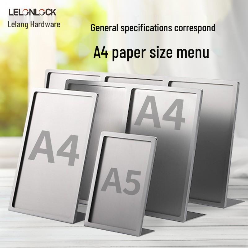 A4 Stainless Steel Vertical Price Tag Display Stand for Table or Bar Counter