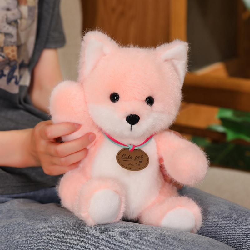 Kawaii Soft Medal Fox Plush Doll Pillow Cartoon Cute Sitting Pink Orange Fox Plush Toy Home Decoration Gift For Children