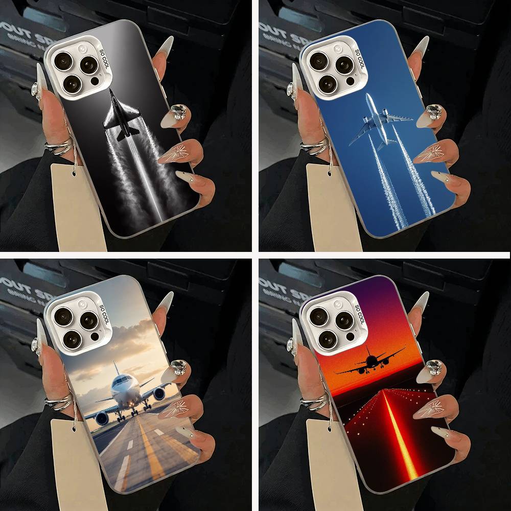 Aircraft & Sky Phone Case For iPhone 17,16,15,14,13,12,11 Plus,Pro Max,XS,white Silver Phone Case