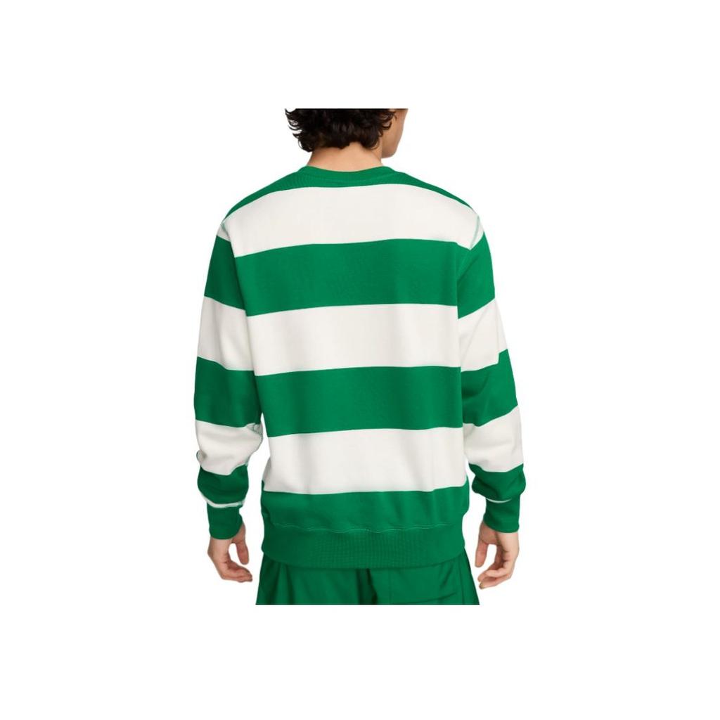 Nike Club Fleece Striped Crew Neck Sweatshirt Men Tops Peacock-Green FN3107-365
