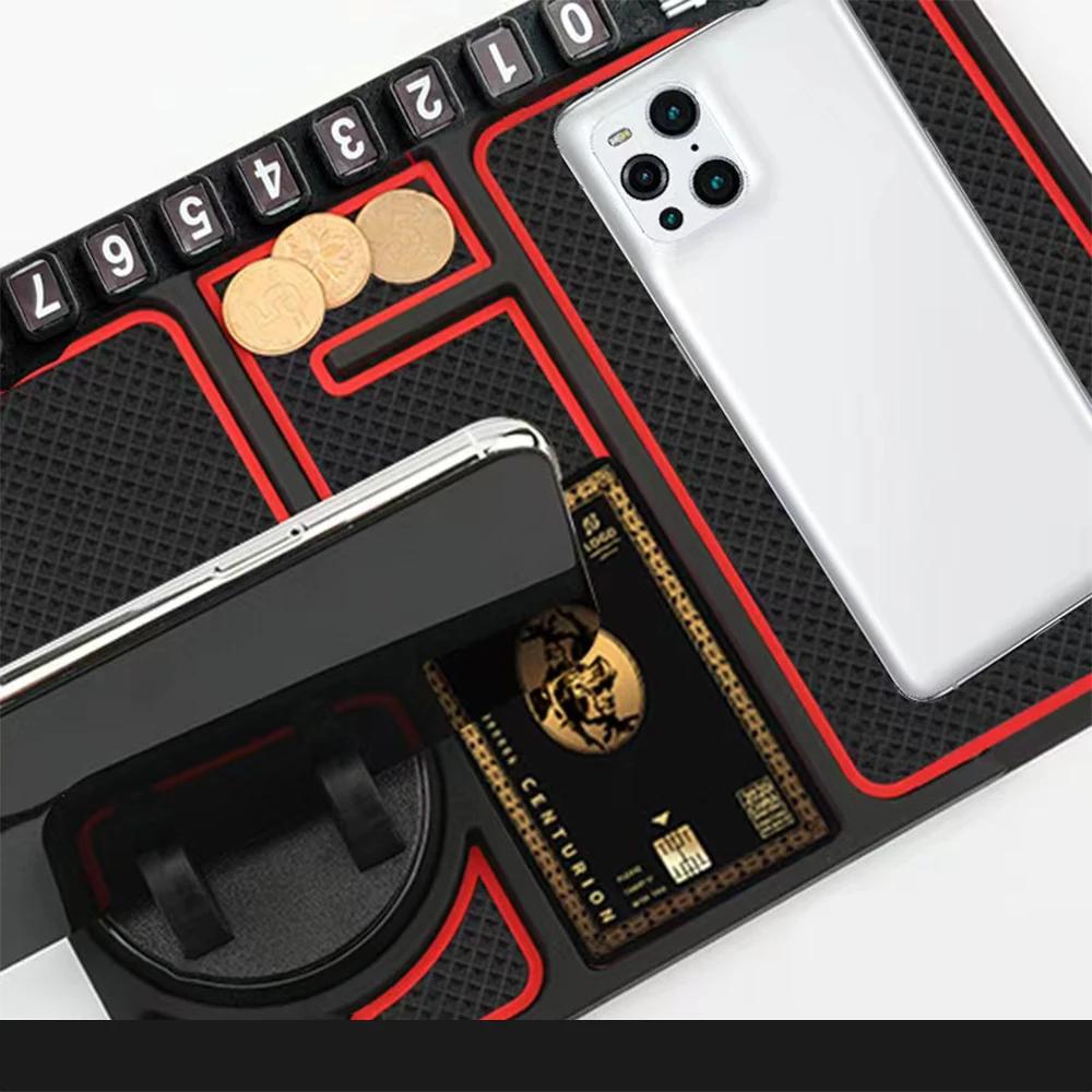 Car cell phone holder multifunctional car anti-slip mat interior supplies pad temporary parking number plate