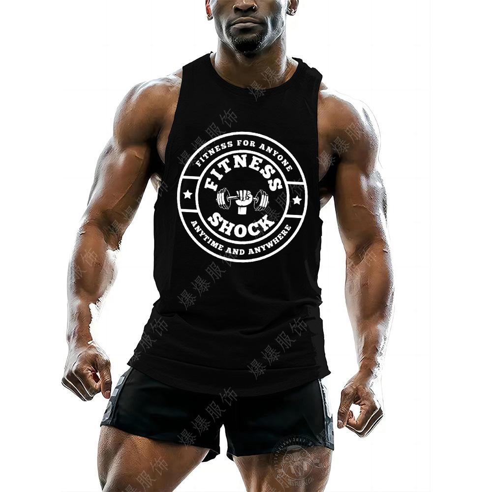 Sommer Rundhals 3D Fitnessmuster Bedrucktes Top Modische Lässige Outdoor Sport Ärmellose Weste Herren T-Shirts