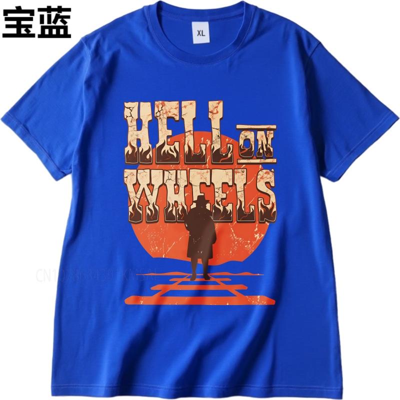 Brand summer For man tshirt Hell On Wheels Western Train Silhouette Short Sleeve Adult ONeck tops summer cotton men tshirt