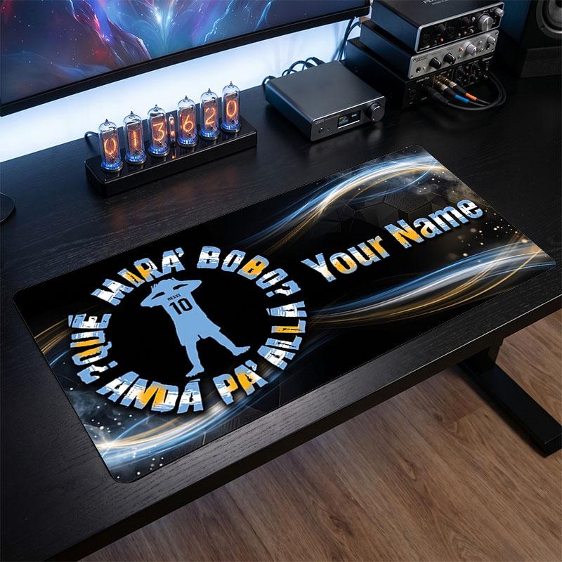 Tappetino per Mouse Grande Personalizzato Lionel Messi, Stampa Testo Nome Personalizzato, Tappetino da Scrivania Antiscivolo con Logo Calcio, Regalo per Gamer