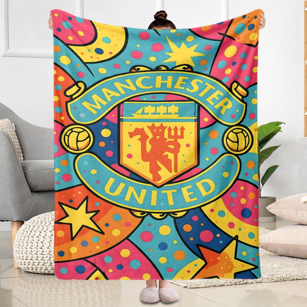 Manchester Fan Art Blanket Soft Warm Cozy Great for Picnics Chair Bed Four Seasons Multipurpose Modern Style Unique Gift for Family and Friends Campin