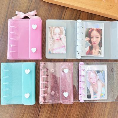 M5 5 Delikli Simli Pembe Siyah Şeffaf Klasör Gevşek Kapaklı Günlük Eskiz Defteri Aksesuarları Ofis Malzemeleri