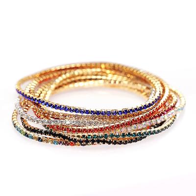 Bracelets bohème multicolores en cristal élastique pour femmes et filles, strass, chaîne de Tennis, bracelet de mariage