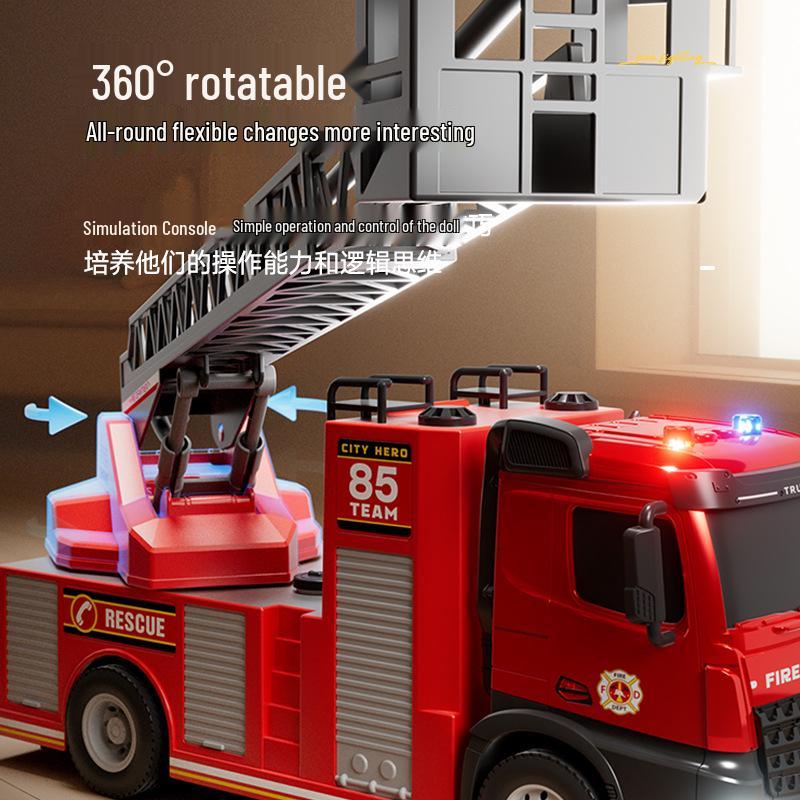 Children's Large Firefighter Truck Toy: Water-Spraying Alloy Model for Boys & Girls