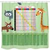 Conjunto de Cortina de Chuveiro com Tabela de Multiplicação, Tecido à Prova d'Água Ferramenta de Matemática com Gato Cachorro Girafa Ciência Cortinas de Banheiro Telas de Banho