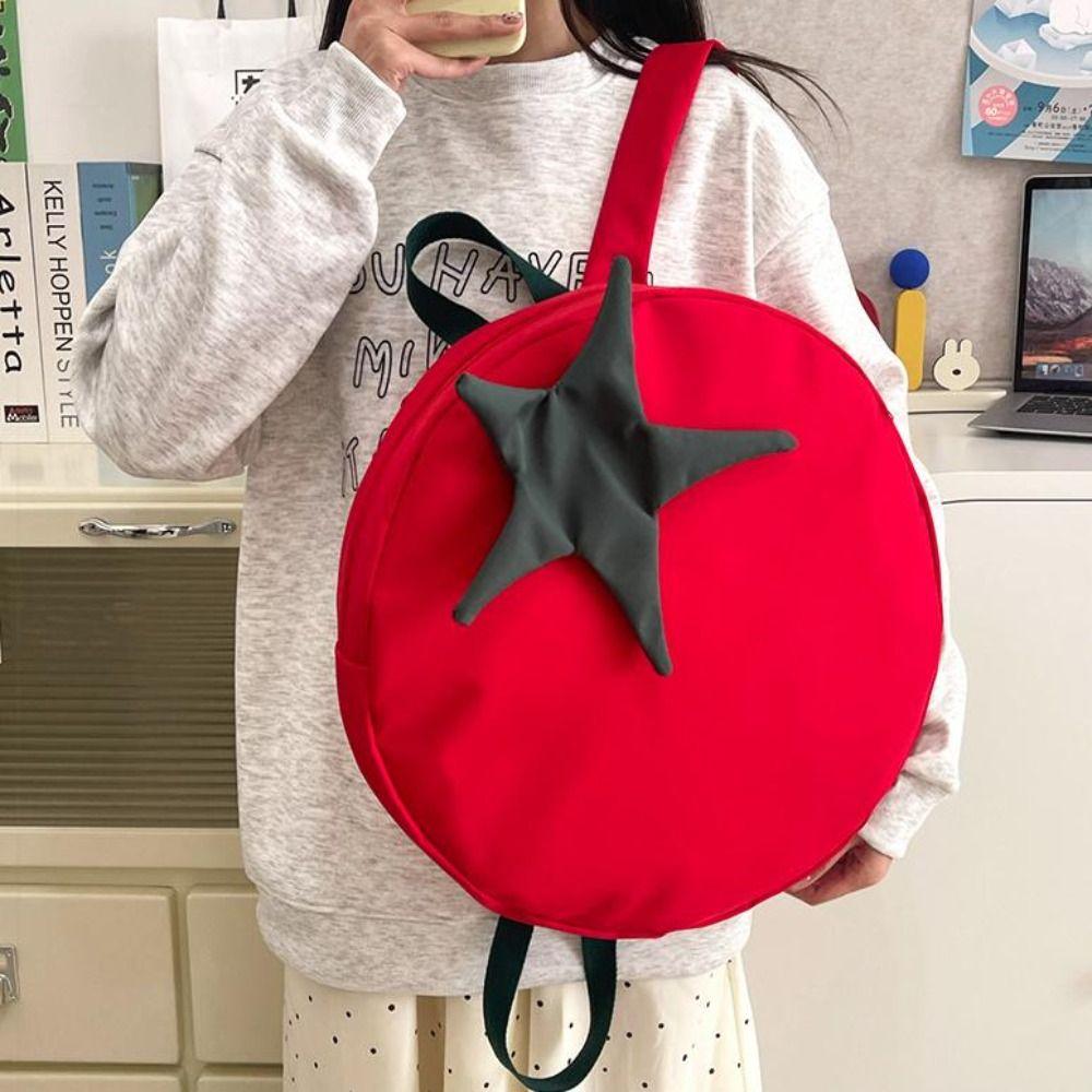 Cute Tomato Backpack Casual Student Schoolbag New Large Capacity Backpack  Teenagers