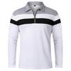 Męskie koszulki polo z długim rękawem w paski, z zamkiem 1/4, bawełniane, patchworkowe, z kołnierzykiem, casualowe, modne, pulower, slim fit, koszulka golfowa
