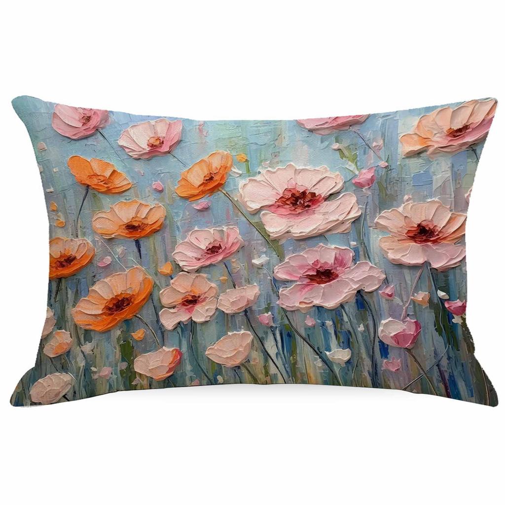 New Decorative Pillowcase 3D Three-dimensional Effect Floral Pillowcase Sofa Cushion Cover Digital Printing