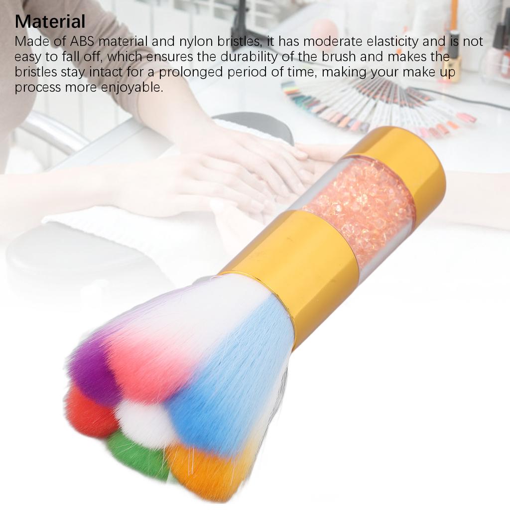 4pcs Manicure Duster Tool with Rhinestone Colourful Soft Thickened Ergonomic Nail Art Dust Remover Brush for Makeup