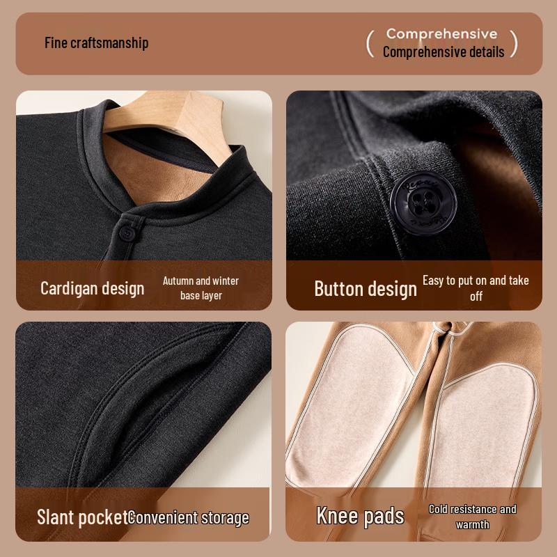MiiOW Men's Thickened German Velvet Wool Thermal Underwear Set