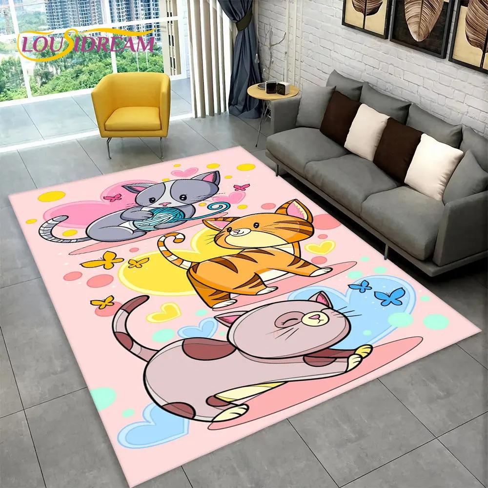 3D Cartoon słodki kociak dywan do składania duży, dywan dywan do salonu sypialnia Sofa wycieraczka dekoracja kuchni, dziecko antypoślizgowa mata podłogowa